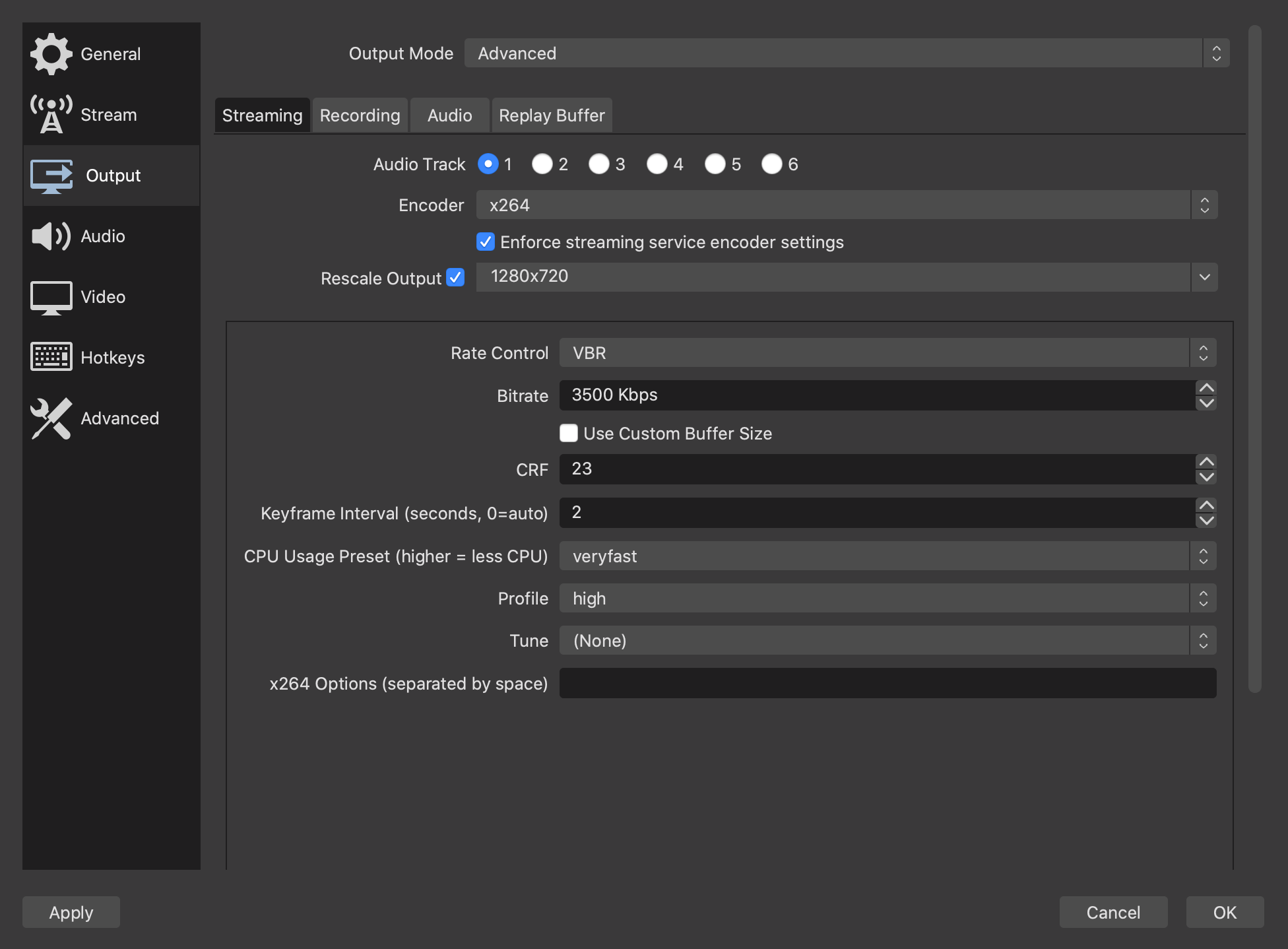 OBS Studio configuration for an RTMP broadcast (single language) -  Clevercast Docs